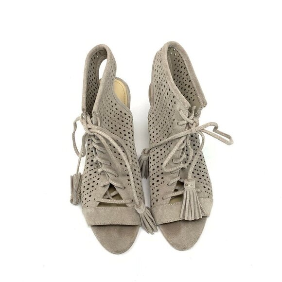 Marc Fisher 7.5 Lace Up Perforated Suede Booties - Picture 5 of 11